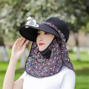 Солнцезащитная кепка для верховой езды, маска для лица с электрическим вентилятором для занятий спортом на открытом воздухе, сбора чая, солнцезащитная кепка тёмно-синий