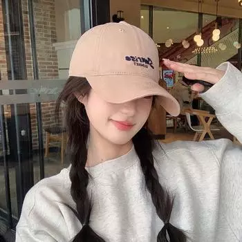 Солнцезащитная кепка с алфавитным принтом для весны и лета, одинаковая для мужчин и женщин, небольшой козырек для пар и модная бейсболка для студентов. M56-58cm чёрный