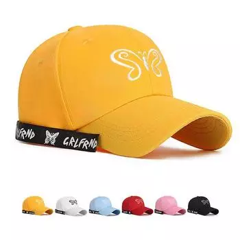 Солнцезащитная кепка с вышивкой бабочки, весенняя молодежная бейсбольная кепка с лентой для мужчин и женщин, шляпа Snapback, шляпа с солнцезащитным козырьком, шляпа для рыбалки, кепка с козырьком чёрный