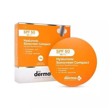 Солнцезащитная компактная пудра Derma Co Hyaluronic Sunscreen SPF 50 PA+++ с керамидами | Матовый финиш | Ровный тон кожи | Контроль жирности | Не липкая - 7 г
