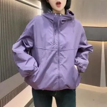 Солнцезащитная куртка для мужчин и женщин, ультралегкая тонкая куртка с капюшоном для кемпинга, быстросохнущая ветровка с защитой от ультрафиолета для походов на открытом воздухе, спорта M фиолетовый
