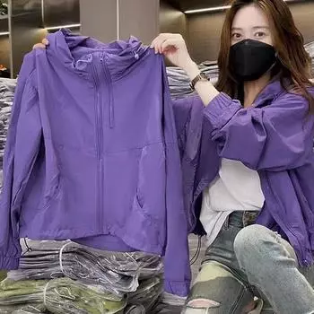 Солнцезащитная куртка с капюшоном для повседневной женской одежды весной и летом M белый