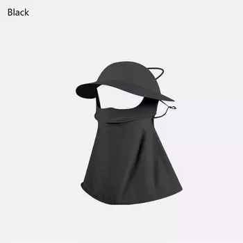 Солнцезащитная маска для лица UPF50+ Маски из ледяного шелка Новая солнцезащитная шляпа Для улицы Black-Long