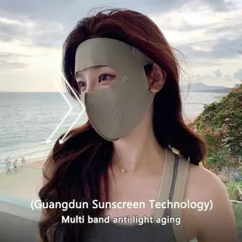 Солнцезащитная маска для женщин, съемная маска для лица, ледяной шелк, защита от ультрафиолета, летняя дышащая тонкая маска для всего лица розовый