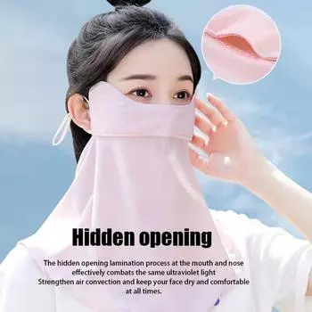 Солнцезащитная маска Ice Silk, летняя, с защитой от ультрафиолета, Upf50+, накидка на шею, шарф, дышащая, защита шеи, ушная подвесная маска синий