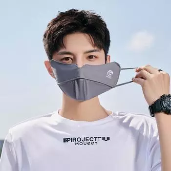 Солнцезащитная маска Ice Silk, однотонная солнцезащитная маска для лица, эластичная маска для лица, наружная Black-Style B