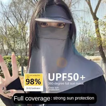 Солнцезащитная маска из ледяного шелка, защита шеи, полное покрытие, защита от солнца, покрытие лица, козырьки на все лицо. Hat Brim чёрный