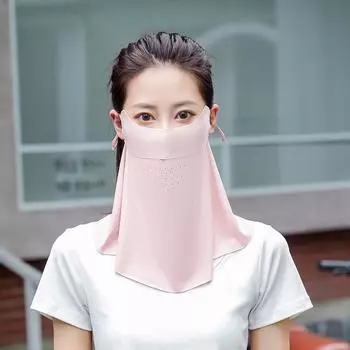 Солнцезащитная маска Traceless для женщин Съемная маска Ice Silk Anti-Ultraviel, летняя дышащая тонкая защитная маска для лица белый