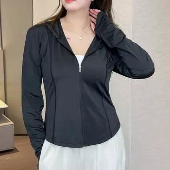 Солнцезащитная одежда Блузка Летняя защита от ультрафиолета Тонкая оригинальная пряжа Ice Silk Outdoor Большой размер Спортивная куртка для йоги Солнцезащитная одежда S
