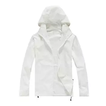 Солнцезащитная одежда для улицы, быстросохнущая, повседневная, водонепроницаемая, ветрозащитная, солнцезащитная, спортивная, куртка с капюшоном, одежда для кожи XXXXL белый