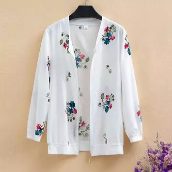 Солнцезащитная одежда, модная летняя тонкая куртка, короткая куртка, топ с принтом, женская бейсбольная форма больших размеров, рубашка с кондиционером 6XL