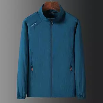 Солнцезащитная одежда мужская летняя повседневная тонкая секция дышащая ледяная шелковая кожа пальто открытый воротник солнцезащитная одежда однотонные топы M светло-серый