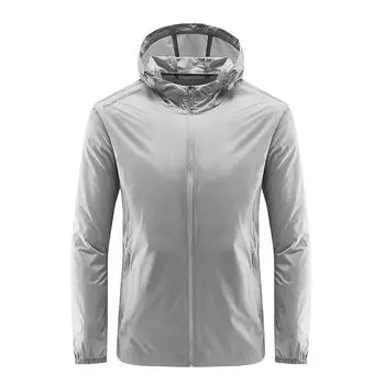 Солнцезащитная одежда Мужская летняя тонкая шелковая солнцезащитная одежда Дышащая уличная тренчкот Рыболовная пара Куртка с капюшоном Куртка M