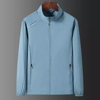 Солнцезащитная одежда Мужская летняя тонкая уличная быстросохнущая солнцезащитная одежда Мужская свободная одежда с капюшоном большого размера Мужская куртка M