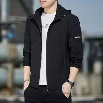 Солнцезащитная одежда Мужская тонкая летняя УФ-защита Летняя солнцезащитная одежда с длинными рукавами M чёрный