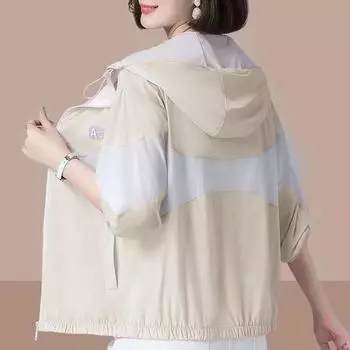 Солнцезащитная одежда женская свободная большого размера повседневная дышащая короткая куртка летняя тонкая дышащая солнцезащитная одежда S