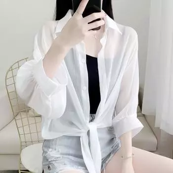 Солнцезащитная рубашка весна-лето, женская летняя тонкая универсальная рубашка-кардиган «летучая мышь», короткая шифоновая рубашка с кондиционером и небольшой шалью снаружи XS фиолетовый