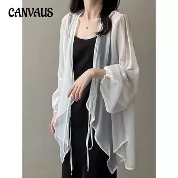 Солнцезащитная рубашка, женские летние свободные тонкие солнцезащитные кардиганы с длинными рукавами, топы M белый