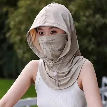 Солнцезащитная шапка для лица, шейный платок, UPF 50+, дышащая, охлаждающая темно-серого