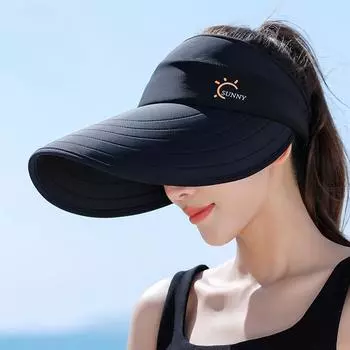 Солнцезащитная шляпа-цилиндр для женщин с большим карнизом, устойчивая к ультрафиолетовому излучению, летняя шляпа для женщин, модная шляпа от солнца Шляпы и кепки (Женский) one size чёрный
