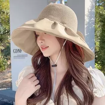 Солнцезащитная шляпа Dayan, женская летняя уличная солнцезащитная пляжная шляпа с защитой от ультрафиолета, тканевая полая теплоотводящая прохладная шляпа Tide M56-58cmDayan Sunscr