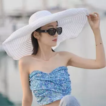 Солнцезащитная шляпа для детей, лето 2024, новая мода, закрывающая лицо, с большими полями, для отдыха на море, для защиты от солнца, для пляжа M56-58cm красный