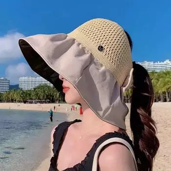 Солнцезащитная шляпа для детей с большим бантом на карнизе, пустая шляпа-цилиндр, виниловая шляпа-ведро для защиты от солнца, летняя классная шляпа, шляпа для отдыха на открытом воздухе чёрный