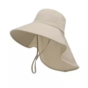 Солнцезащитная шляпа для мужчин и женщин с широкими полями, защитой от ультрафиолета, с шейным клапаном, летняя рыболовная шляпа для походов, путешествий и активного отдыха бежевый