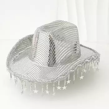 Солнцезащитная шляпа ковбойши с широкими полями и кисточками Raindrop Star Jazz Hat для уличной вечеринки Raindrop