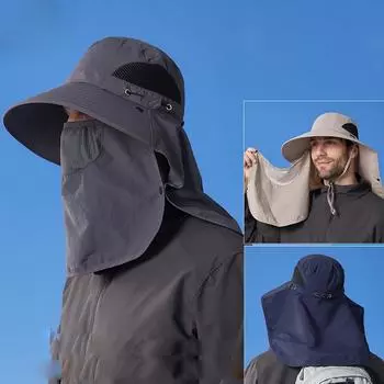 Солнцезащитная шляпа, летняя уличная езда, рыбалка, защитная маска, шаль, рыбацкая шляпа, мужская альпинистская шапка хаки