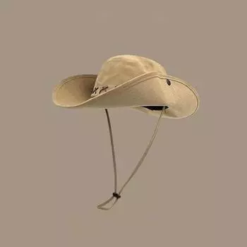 Солнцезащитная шляпа рыбака для отдыха на открытом воздухе, западная шляпа Spice Girl Cowboy, женская сезонная европейская и американская ретро-большая шляпа от солнца M56-58cm бежевый
