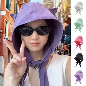 Солнцезащитная шляпа с фиксированными ремнями, регулируемая эластичность, дышащая, быстросохнущая, демоническая шляпа, однотонный дизайн, со шнуровкой бежевый