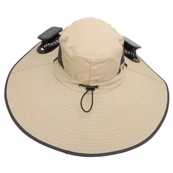 Солнцезащитная шляпа с широкими полями, дышащая, солнцезащитная, рыболовная шляпа с 2 солнечными вентиляторами, 3 скорости регулировки, ветрозащита хаки