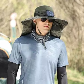 Солнцезащитная шляпа с широкими полями и солнечной батареей, зарядка через USB, кепка-веник, солнцезащитный крем, охлаждающая шляпа для активного отдыха