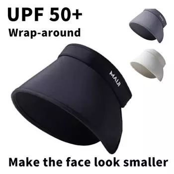 Солнцезащитная шляпа с запахом, закрывающая все лицо, женская летняя шляпа от солнца с большими полями и полым верхом, велосипедная анти-ультрафиолетовая солнцезащитная шляпа из ледяного шелка M56-58cm чёрный