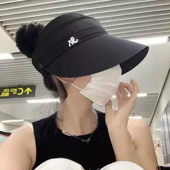 Солнцезащитная шляпа, солнцезащитный козырек, женская летняя шляпа 2024 года, анти-ультрафиолетовая шляпа, велосипедная шляпа от солнца, защищающая от ветра Adjustable (54-60cm) чёрный