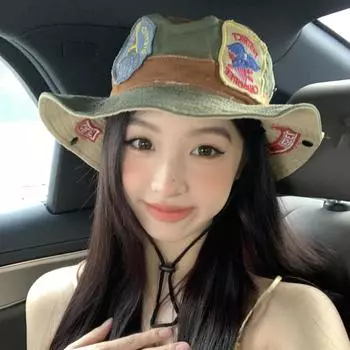 Солнцезащитная шляпа-ведро для отдыха на открытом воздухе, американская ретро-шляпа для альпинизма, ковбойская шляпа в стиле вестерн, женская Average Size 56 - 58cm