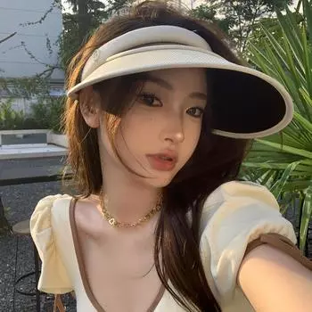 Солнцезащитная шляпа женская летняя солнцезащитная шляпа с защитой от ультрафиолета, закрывающая лицо соломенная шляпа летняя уличная шляпа с карнизом и пустым верхом для женщин One Size (55-59cm) хаки