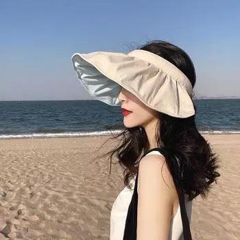 Солнцезащитная шляпа женская летняя защита от ультрафиолета пляжный козырек для езды на велосипеде пустой верх закрывающий лицо солнцезащитный шлем ракушка шляпа Adjustable жёлтый