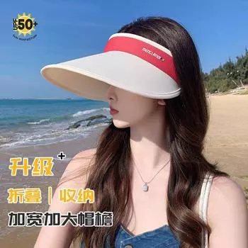 Солнцезащитная шляпа женская весна-лето 2024 года, новая широкополая шляпа от солнца, закрывающая лицо, защита от ультрафиолета, складная шляпа от солнца с пустым верхом adjustable [56-58] чёрный