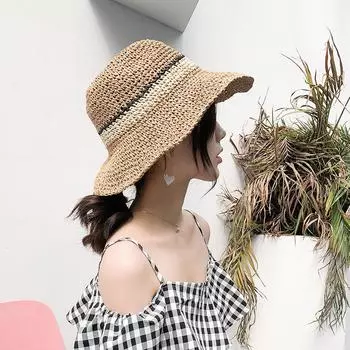 Солнцезащитная соломенная шляпа-ведро, женская летняя универсальная шляпа, закрывающая лицо, летняя пляжная шляпа one size fits all хаки