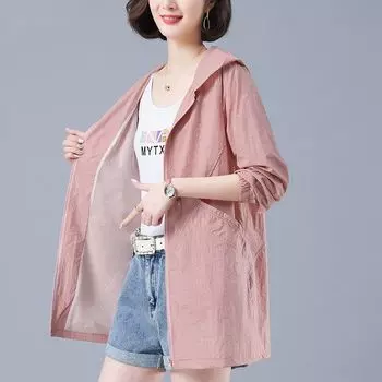 Солнцезащитная верхняя одежда больших размеров для пожилых матерей - дышащий, устойчивый к ультрафиолетовому излучению топ для защиты от солнца L розовый