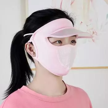 Солнцезащитная вуаль из ледяного шелка, женские солнцезащитные шляпы, летняя солнцезащитная маска для лица, маска Джини, маска для вождения, маска для лица синий