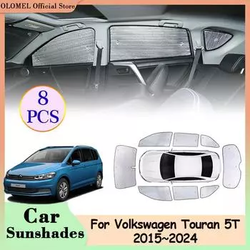 Солнцезащитные козырьки для автомобиля Volkswagen VW Touran 5T MK2 2015~2024, полное покрытие, солнцезащитный козырек, переднее заднее лобовое стекло, коврик, аксессуары