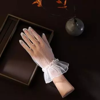 Солнцезащитные кружевные перчатки, тонкие сетчатые полые перчатки, модные летние варежки для вечеринок красный