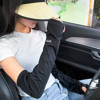 Солнцезащитные нарукавники, нарукавники, легкие охлаждающие перчатки без пальцев для вождения гольфа чёрный