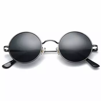 Солнцезащитные очки Acme Retro Small Round Polarized для мужчин и женщин John Lennon C5 Gunmetal S Style, оправа/черные линзы,