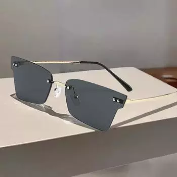 Солнцезащитные очки без оправы Cut Edge Rectangle, унисекс, модные, особой формы, женские летние очки для отдыха на природе, аксессуар
