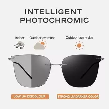 Неполяризованные мужские солнцезащитные очки без оправы для вождения на открытом воздухе, солнцезащитные очки из сверхлегкого сплава, очки ночного видения Polarized чёрный