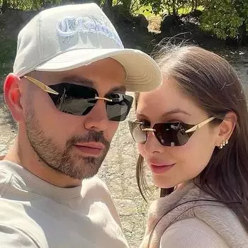 Солнцезащитные очки без оправы для женщин и мужчин, трендовые солнцезащитные очки, модные винтажные очки, роскошные очки в стиле панк для вождения серый